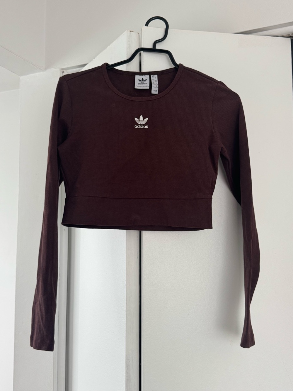 adidas Women's Long Sleeve Cropped Top in Brown